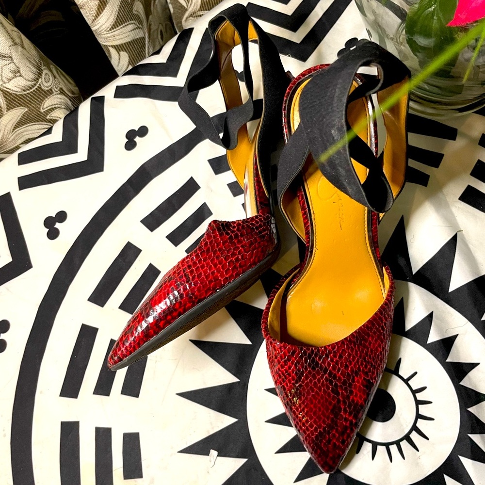 Jessica Simpson Red Snakeskin Pumps